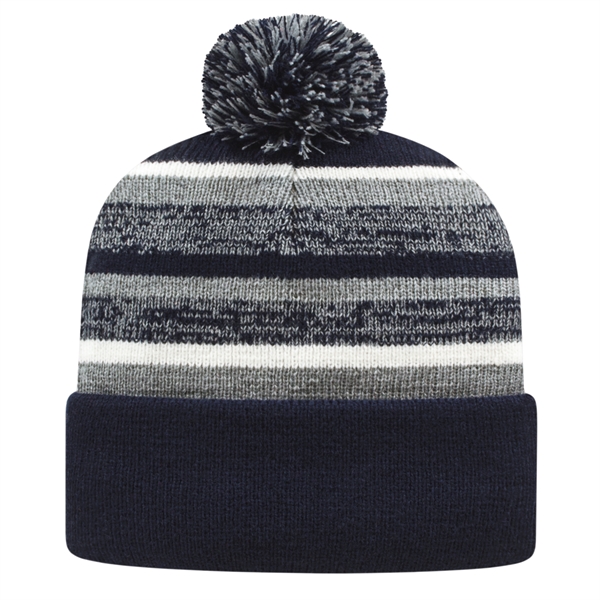 Acrylic knit cap with variegated striped polyester fleece lining, cuff and... from ASI 43792 Cap America Inc
