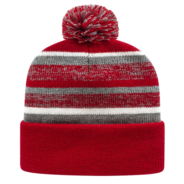 Acrylic knit cap with variegated striped polyester fleece lining, cuff and... from ASI 43792 Cap America Inc