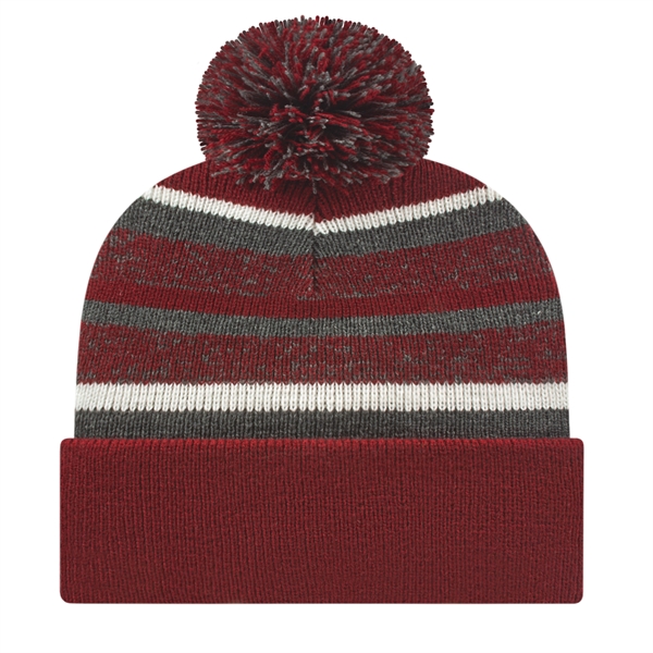 Acrylic knit cap with variegated striped polyester fleece lining, cuff and... from ASI 43792 Cap America Inc