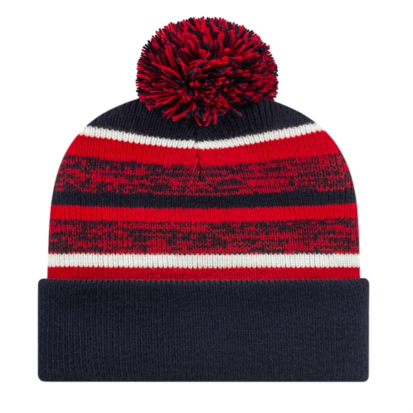 Acrylic knit cap with variegated striped polyester fleece lining, cuff and... from ASI 43792 Cap America Inc