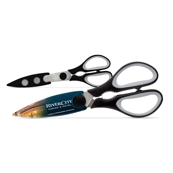 Stainless steel construction scissor, serrated edge blades. Magnetic plastic blade sheath.... from ASI 34040 Alexander Mfg Co / Alexander MC