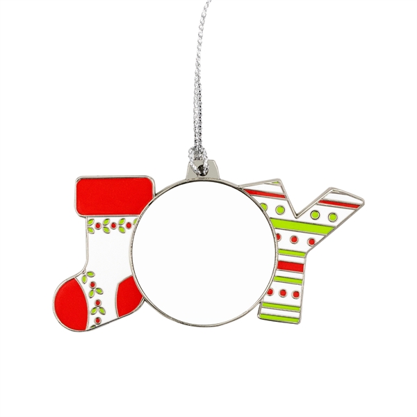 2.75" x 1.5" zinc alloy metal "JOY" Christmas ornament with string,... from ASI 52263 EMT / EMT EASY