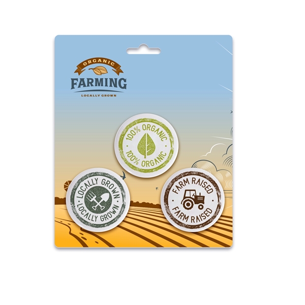 Set of three 1.75" round pins on 5.875" x 3.875" full... from ASI 62088 IDProductsource