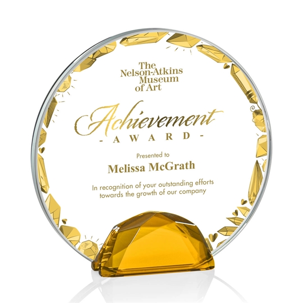 The Galveston Award features a Starfire Crystal disc wedged between two... from ASI 84592 St Regis Group / St Regis