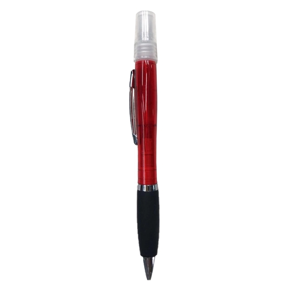 6.06" x 0.43" plunger-action ballpoint pen with 3 ml hand sanitizer... from ASI 37218 Athena Promo (tm)
