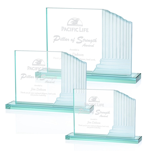 Jade color 3/4-inch thick award with frosted etched pillar on a... from ASI 84592 St Regis Group / St Regis