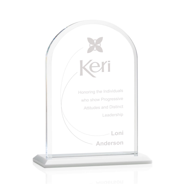 Starfire arch design award with front bevel on a White base.... from ASI 84592 St Regis Group / St Regis