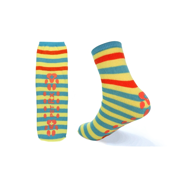 Pantone matched non-slip socks with custom rubber grips on the bottom... from ASI 45657 Pop! Promos