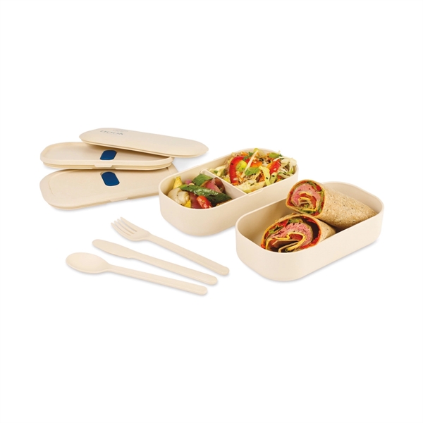 Polypropylene, bamboo and silicone Bento-style lunchbox with adjustable dividers and securing... from ASI 56070 Gemline / Gemline®
