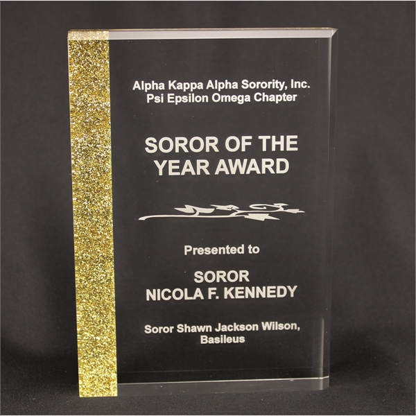 5"W x 7"L rectangular shaped acrylic award, decorated with glittering or... from ASI 45430 Clear Image Inc