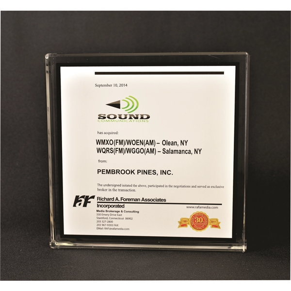 Square shaped acrylic award, available in several sizes.... from ASI 45430 Clear Image Inc / Clear Image