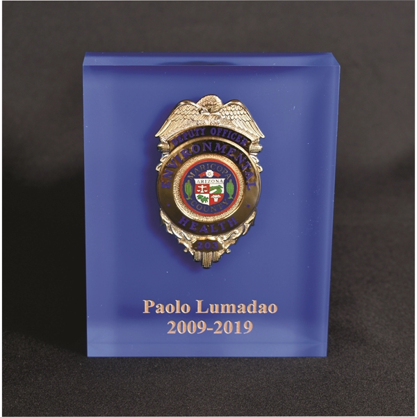 3 1/2" x 5" x 7/8" embedment award made of acrylic... from ASI 45430 Clear Image Inc / Clear Image