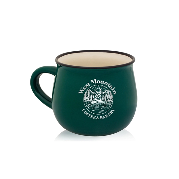 3.25" x 3.5" ceramic potbelly style two-tone coffee mug with black... from ASI 62088 IDProductsource
