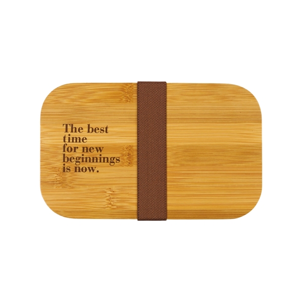 Food-grade polypropylene Satsuma Bento-style lunchbox with bamboo lid, adjustable panels and... from ASI 56070 Gemline / Gemline®