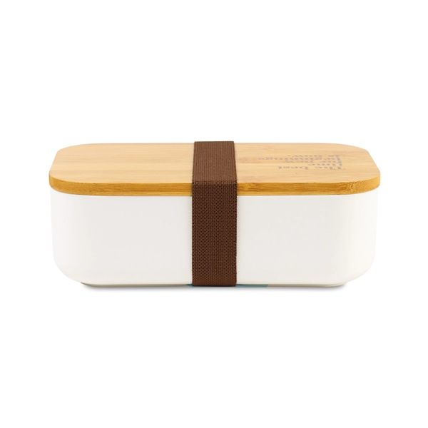 Food-grade polypropylene Satsuma Bento-style lunchbox with bamboo lid, adjustable panels and... from ASI 56070 Gemline / Gemline®