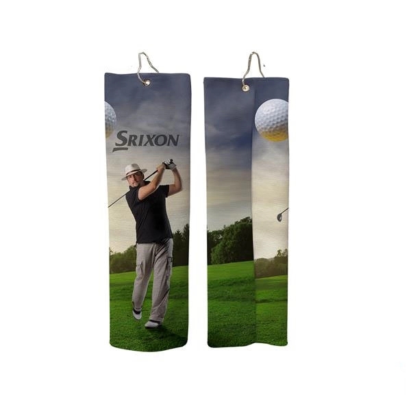 5" x 18" microfiber terry golf towel with tri-fold design, hook... from ASI 53509 FIEL-Fairdeal Import & Export / FIEL