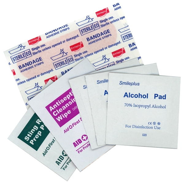 Clip-on ID holder with zip purse containing bandages, alcohol pads, antiseptic... from ASI 83770 Royal Industries / Waldor