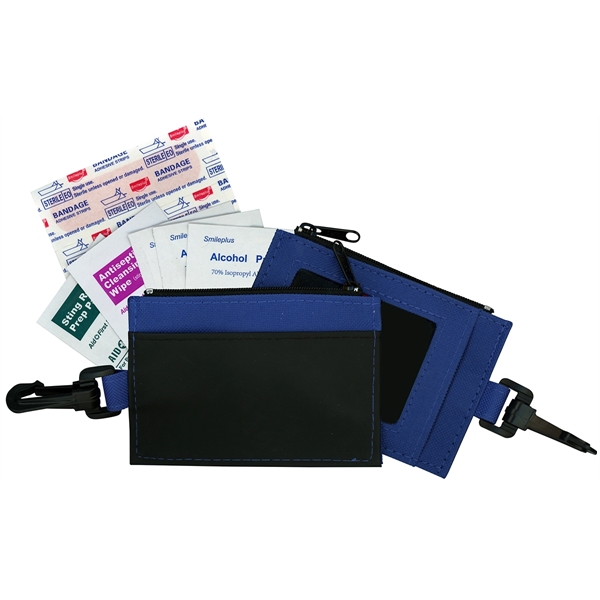 Clip-on ID holder with zip purse containing bandages, alcohol pads, antiseptic... from ASI 83770 Royal Industries / Waldor