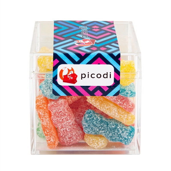 Sweet boxes made of acrylic with a clear cube shape filled... from ASI 44900 NC Custom (CI/Lanco) / Chocolate Inn