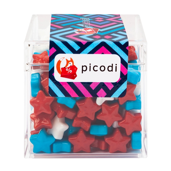 Sweet boxes made of acrylic with a clear cube shape filled... from ASI 44900 NC Custom (CI/Lanco) / Chocolate Inn