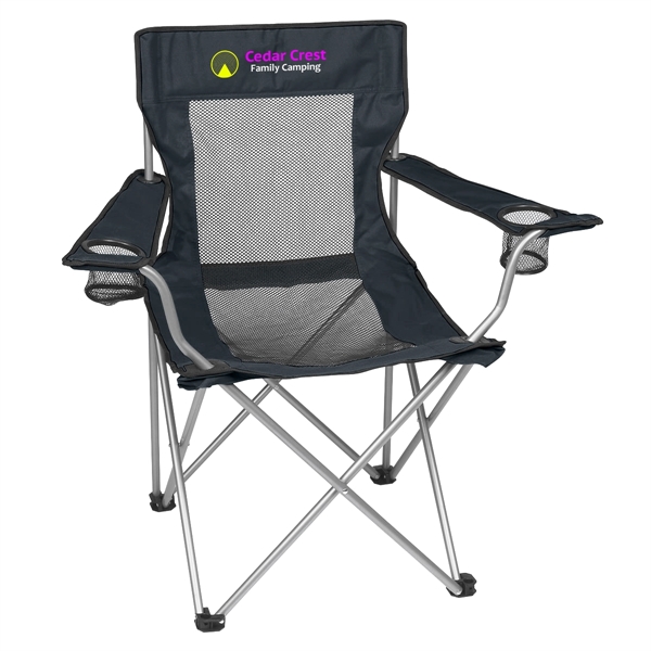 Mesh folding chair with carrying bag and 2 mesh cup holders.... from ASI 61125 Hit Promotional Products / Hit®