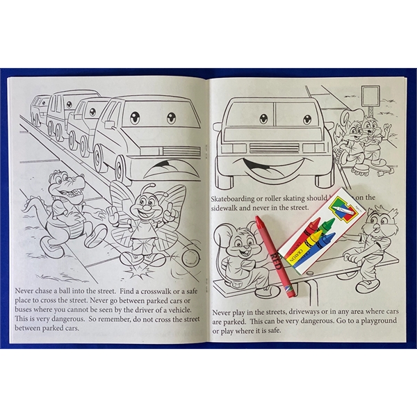 Traffic Awareness coloring book fun pack with unimprinted crayons.... from ASI 45815 Coloring Book Solutions / Coloring Book Solutions™