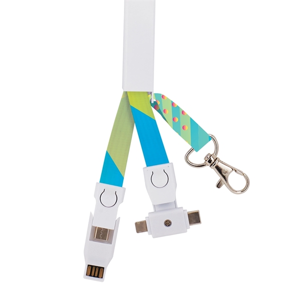 22 1/2" x 1/2" polyester lanyard with multiple charging connectors.... from ASI 88060 Snugz/USA Inc / SnugZ USA®