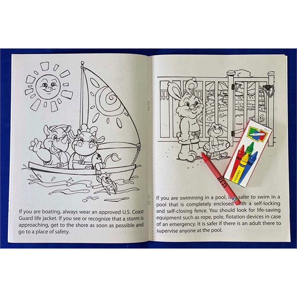 Pool and Water Safety coloring book fun pack with unimprinted crayons.... from ASI 45815 Coloring Book Solutions / Coloring Book Solutions™