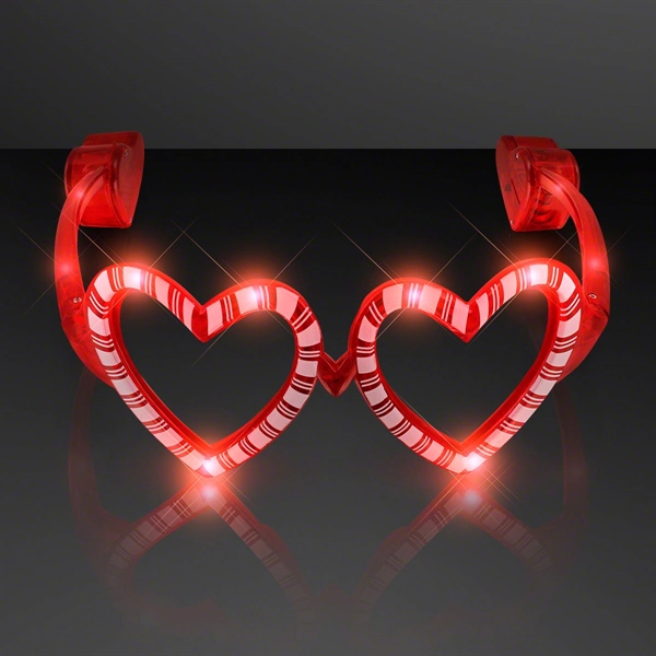 Holiday Hearts Light Up Candy Cane Glasses; Blank and Imprinted Pricing... from ASI 34194 ALightPromos
