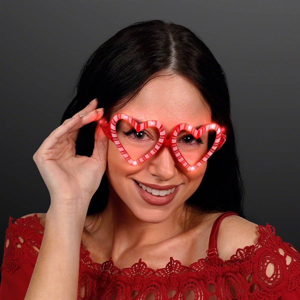 Holiday Hearts Light Up Candy Cane Glasses; Blank and Imprinted Pricing... from ASI 34194 ALightPromos