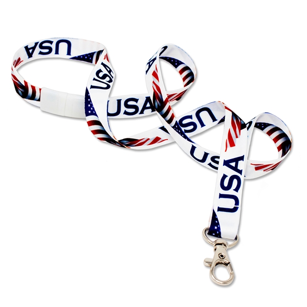 USA Flag patriotic dye-sublimated lanyard in vivid red, white & blue.... from ASI 79898 Promovision / PROMOVISION