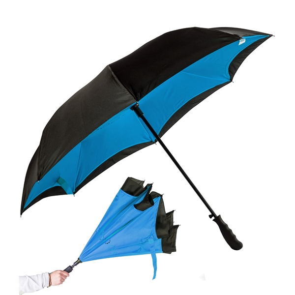 Inverted style umbrella with 48" arc, manual open/close, rubberized finger grip... from ASI 76730 Peerless Umbrella Co Inc / Threads By Peerless