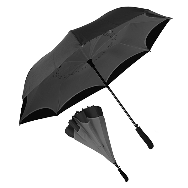 Inverted style umbrella with 48" arc, manual open/close, rubberized finger grip... from ASI 76730 Peerless Umbrella Co Inc / Threads By Peerless