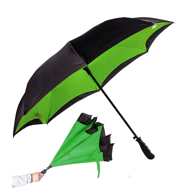 Inverted style umbrella with 48" arc, manual open/close, rubberized finger grip... from ASI 76730 Peerless Umbrella Co Inc / Threads By Peerless