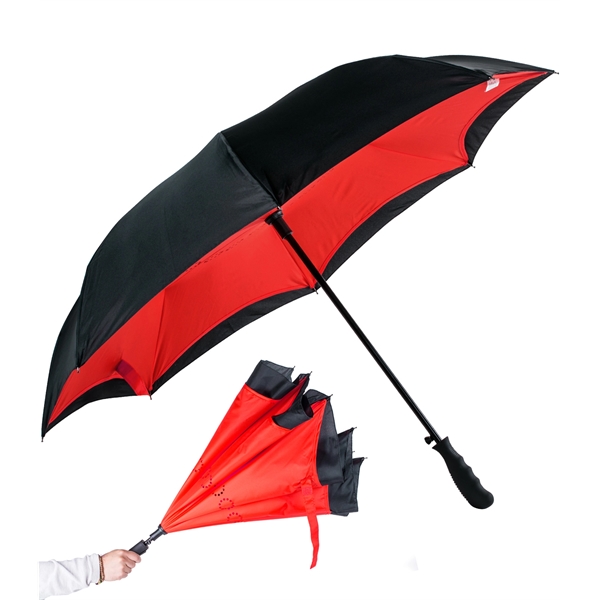Inverted style umbrella with 48" arc, manual open/close, rubberized finger grip... from ASI 76730 Peerless Umbrella Co Inc / Threads By Peerless