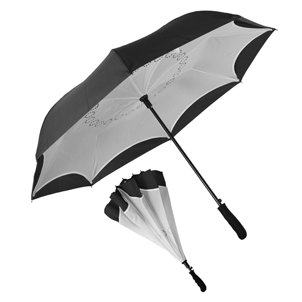 Inverted style umbrella with 48" arc, manual open/close, rubberized finger grip... from ASI 76730 Peerless Umbrella Co Inc / Threads By Peerless