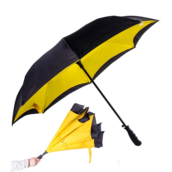 Inverted style umbrella with 48" arc, manual open/close, rubberized finger grip... from ASI 76730 Peerless Umbrella Co Inc / Threads By Peerless