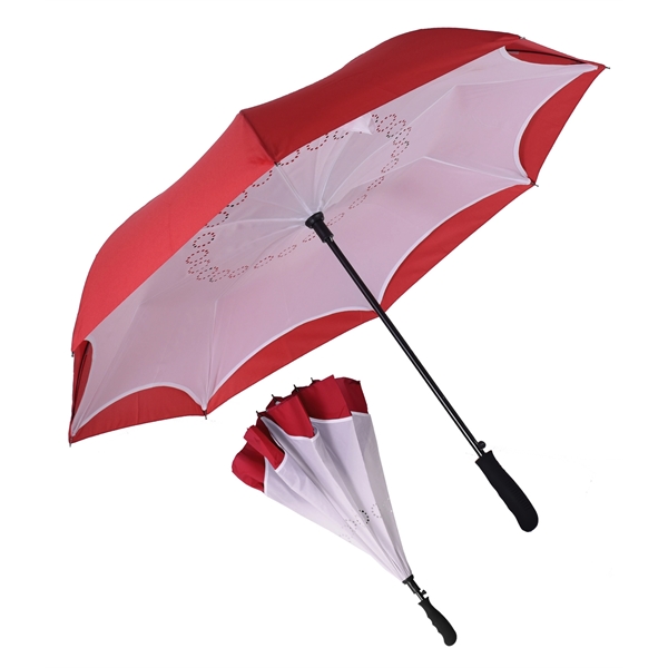 Inverted style umbrella with 48" arc, manual open/close, rubberized finger grip... from ASI 76730 Peerless Umbrella Co Inc / Threads By Peerless