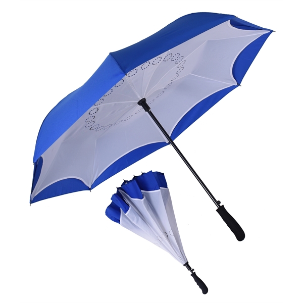 Inverted style umbrella with 48" arc, manual open/close, rubberized finger grip... from ASI 76730 Peerless Umbrella Co Inc / Threads By Peerless