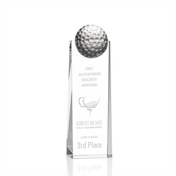 Optical crystal golf tower award topped with a golf ball.... from ASI 84592 St Regis Group / St Regis