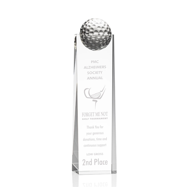 Optical crystal golf tower award topped with a golf ball.... from ASI 84592 St Regis Group / St Regis