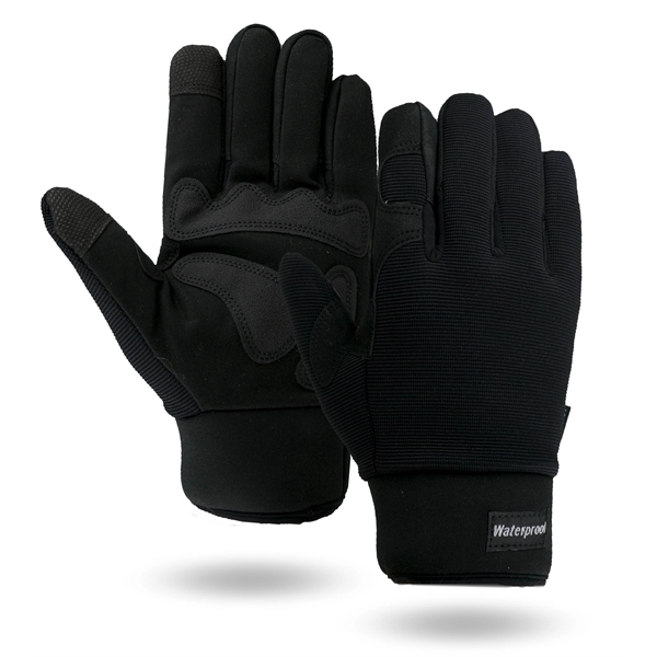 Touchscreen Waterproof Winter Mechanics gloves, black synthetic suede palm, black spandex... from ASI 62192 Illinois Glove Co / Honest Abe®
