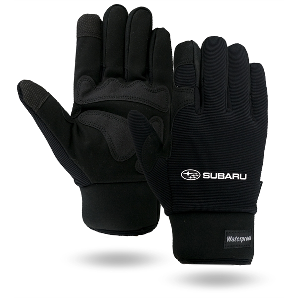 Touchscreen Waterproof Winter Mechanics gloves, black synthetic suede palm, black spandex... from ASI 62192 Illinois Glove Co / Honest Abe®