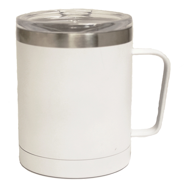 12 Oz. Stainless steel vacuum desk mug with handle, blue, white... from ASI 36988 Artek USA Inc