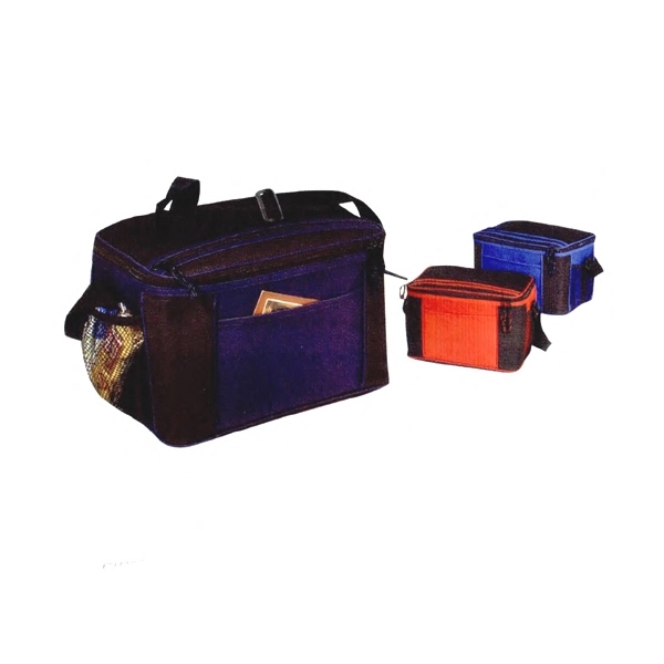 Insulated 12 pack cooler with 2 side mesh pockets and front... from ASI 40544 Binaco / Binaline