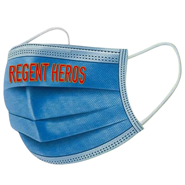 6.75" x 3.75" disposable three-ply polypropylene facemask with elastic ear loops... from ASI 35290 American Ad Bag Co