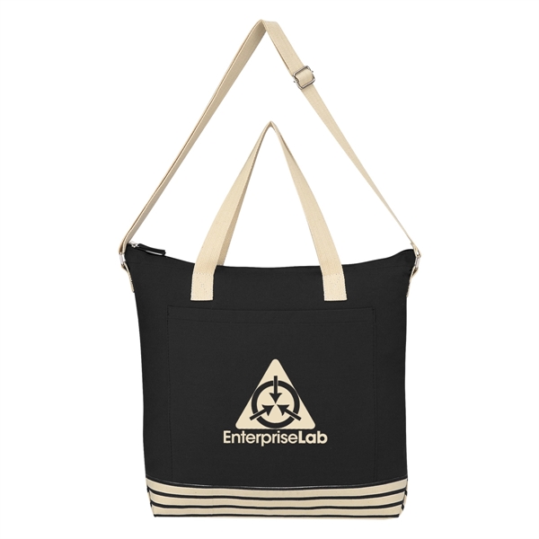 Cotton tote bag with a top zippered closure, front pocket, inside... from ASI 61125 Hit Promotional Products / Hit®