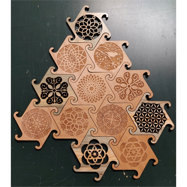 USA-Made 4" interlocking wood MDF cutout 4 coaster sets.... from ASI 92531 Unique Custom Products / UCP