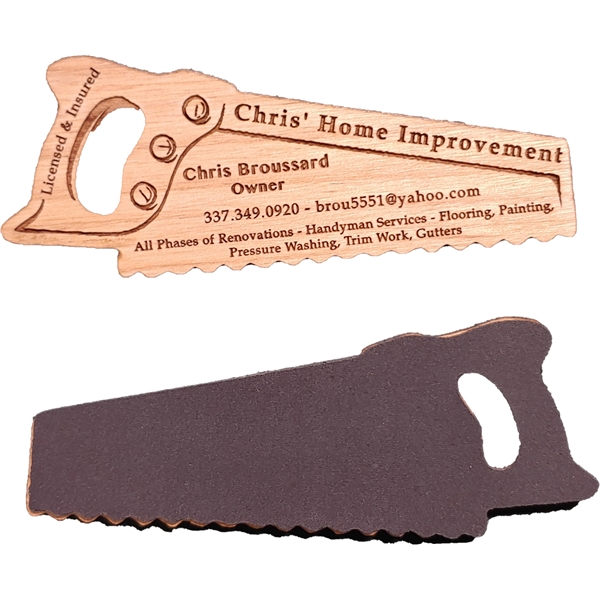 Laser-engraved magnets made of real wood measure 1 7/8" x 2"... from ASI 92531 Unique Custom Products / UCP