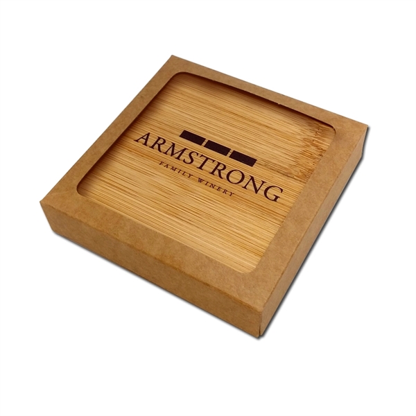 Set of 2 bamboo-wood coasters with customization.... from ASI 72521 Morris Magnets / Laser Cuts